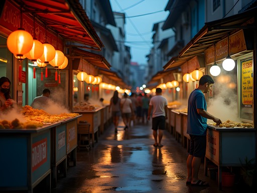Local street food vendors preparing traditional Filipino dishes in Binondo Chinatown