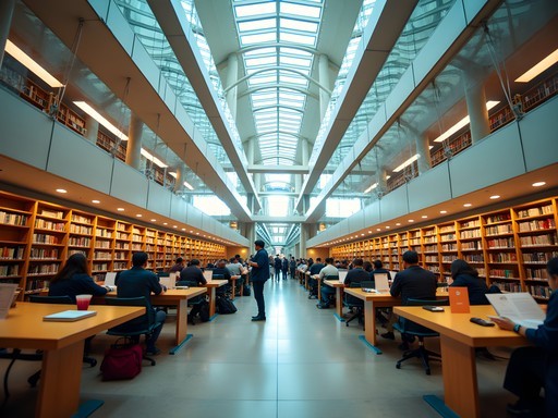 Suspended bookshelves in Biblioteca Vasconcelos, Mexico City
