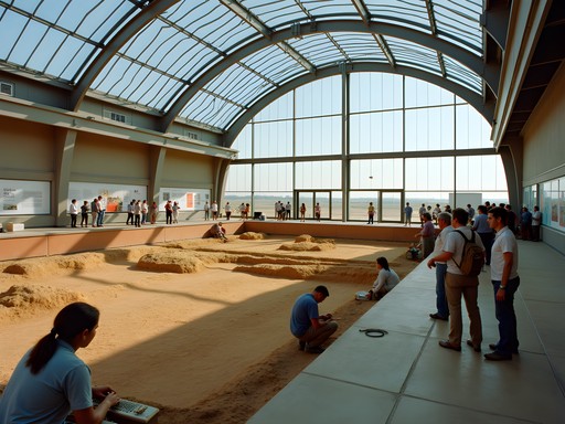 Active archaeological excavation under the Archeodome at Mitchell Prehistoric Indian Village
