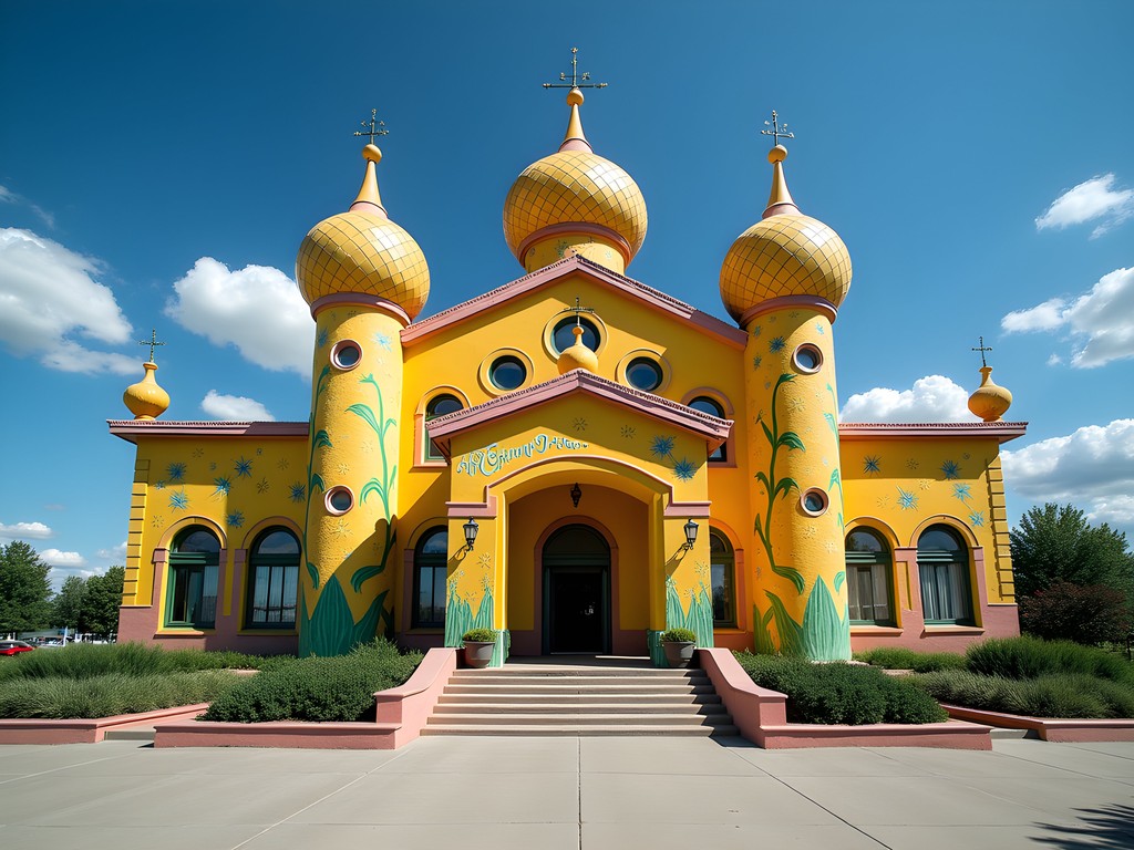 The Mitchell Corn Palace exterior with elaborate corn murals