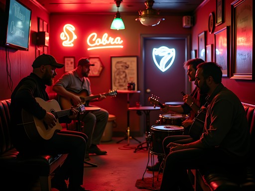 Musicians gathering for late-night jam session at Nashville dive bar