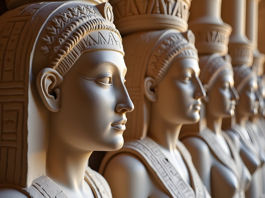 Ancient Palmyrene funerary portraits showing detailed carved faces with distinctive local style and fashion elements