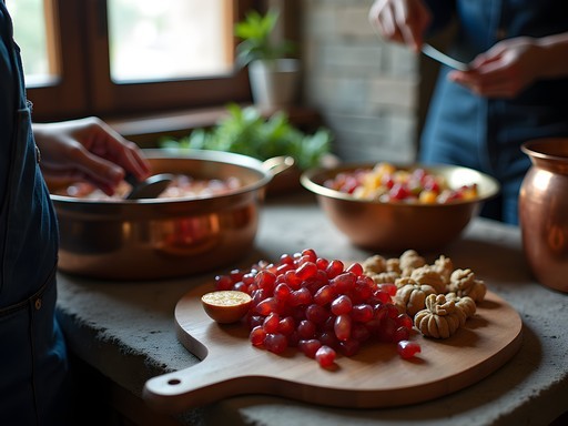 Traditional Persian cooking class in Shiraz showing preparation of fesenjan stew