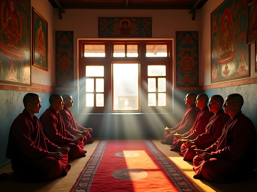 Morning meditation session in Annapurna region monastery