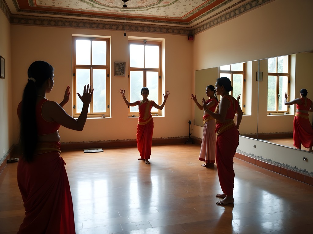 Kathak dance class in Pune with students practicing hand gestures