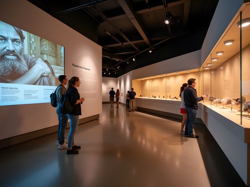 Family engaging with interactive cultural exhibit at Musée de la Civilisation in Quebec City