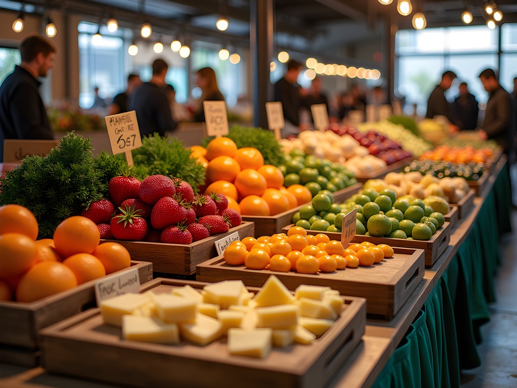 Colorful display of local produce and Quebec specialties at the Old Port Farmers' Market in Quebec City