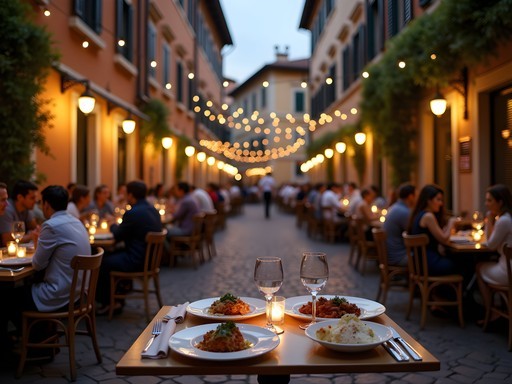 Evening outdoor dining in Trastevere, Rome with authentic Italian food and local atmosphere