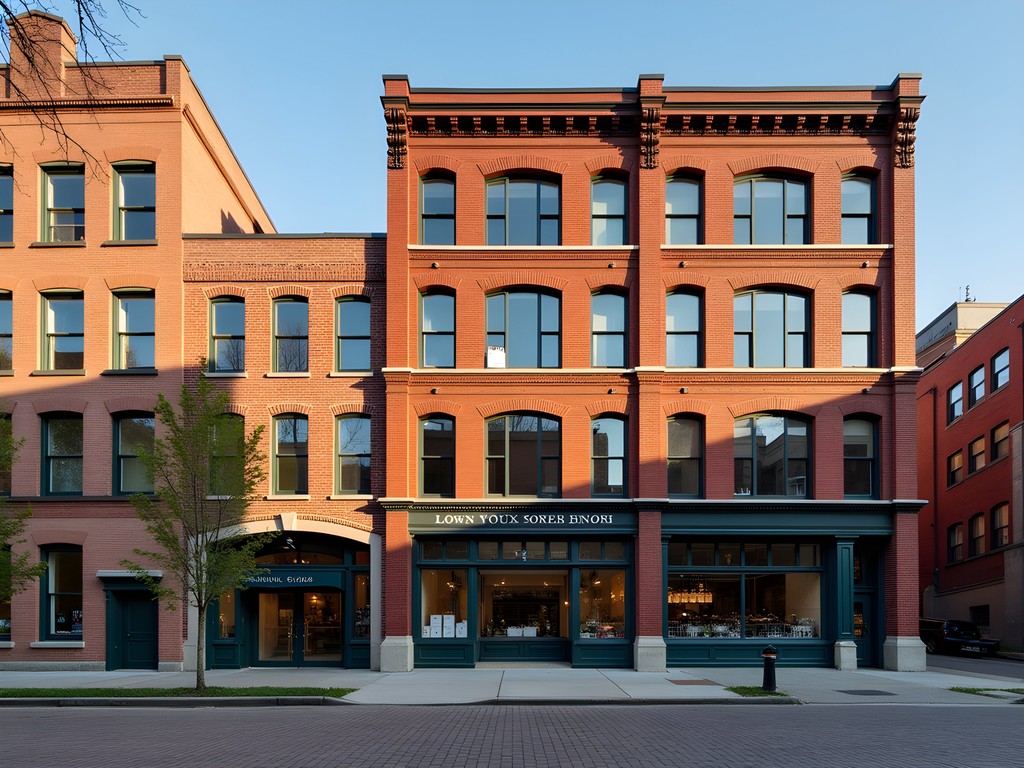 Transformed industrial architecture in Lowertown Saint Paul showing geometric patterns