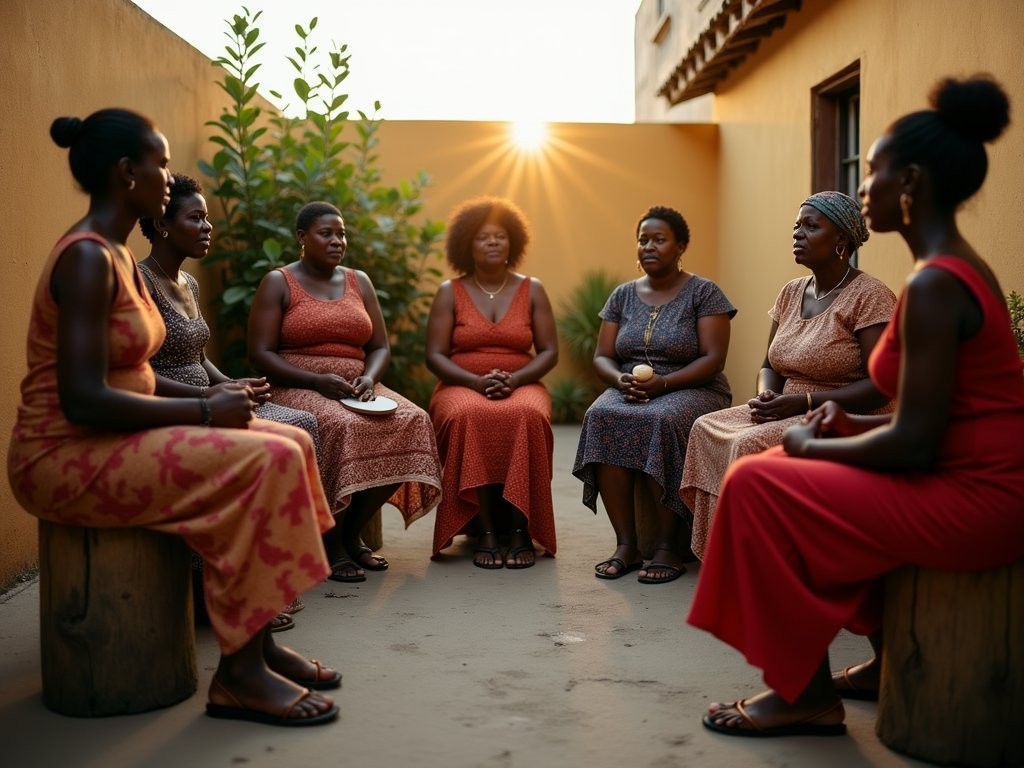 Women performing traditional batuku music in Santa Maria, Cape Verde