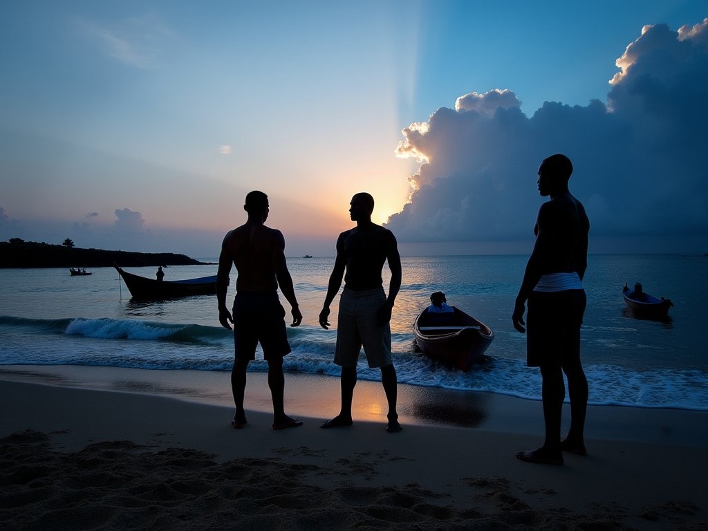Cape Verdean fishermen performing predawn ritual before heading to sea