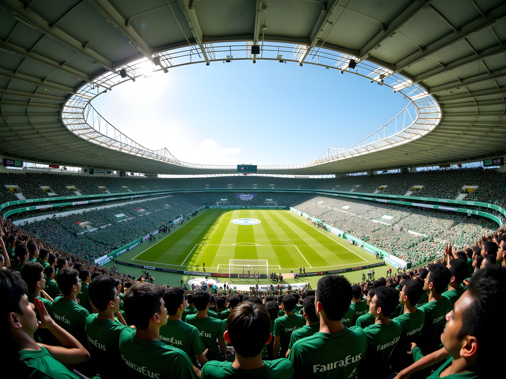 Passionate fans at Allianz Parque stadium during a Palmeiras match in São Paulo