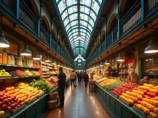 Colorful produce displays at Mercado Municipal in São Paulo