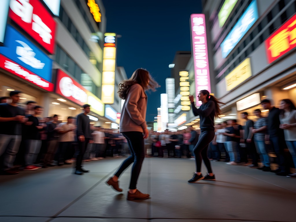 Street performers entertaining crowds in Hongdae district of Seoul