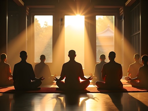 Morning meditation session at Jogyesa Temple in Seoul