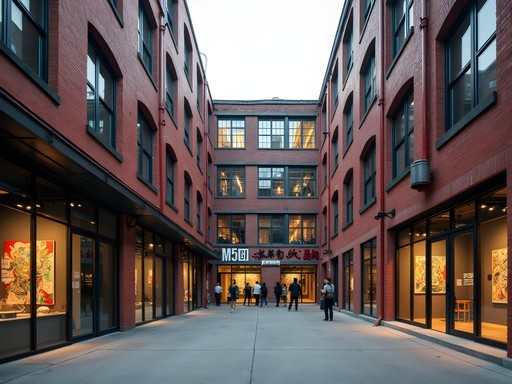 Artist studios and galleries in industrial buildings at M50 Creative Park Shanghai with contemporary Chinese artwork displayed
