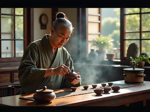 Traditional Chinese tea ceremony at Floating Cloud Teahouse in Shanghai