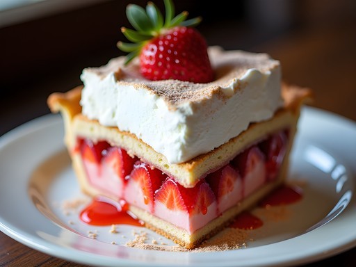 Famous strawberry icebox pie from Strawn's Eat Shop in Shreveport with fresh strawberries and whipped cream
