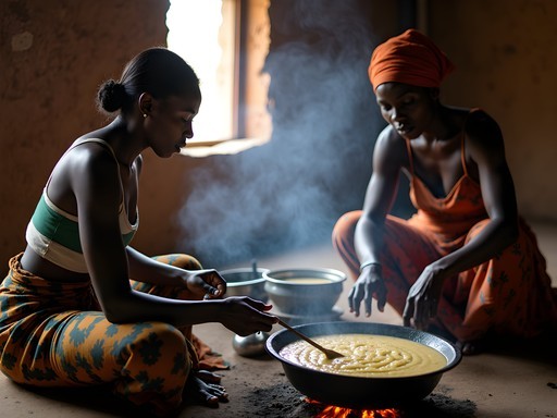 Learning traditional cooking methods in a South Luangwa village