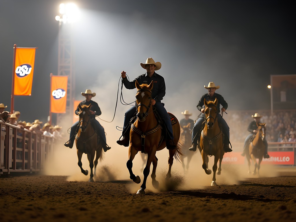 College rodeo competition at OSU Rodeo Arena in Stillwater