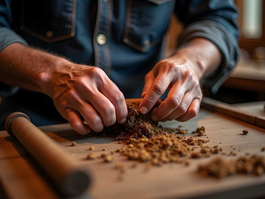Master cigar roller demonstrating traditional hand-rolling techniques in Ybor City shop