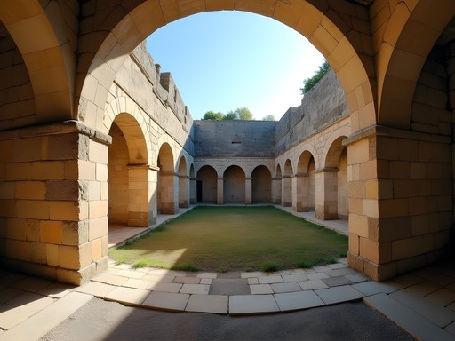 Ancient Roman bath ruins in Varna with massive stone walls and arches