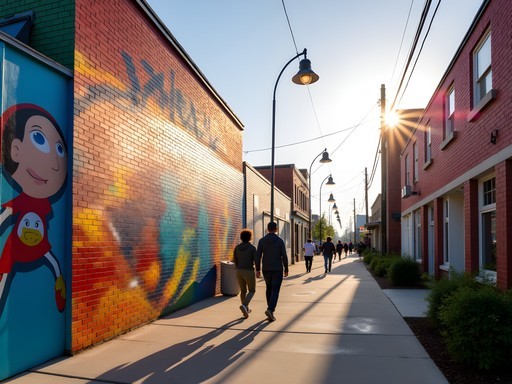 Colorful street murals and art installations in the ViBe Creative District of Virginia Beach