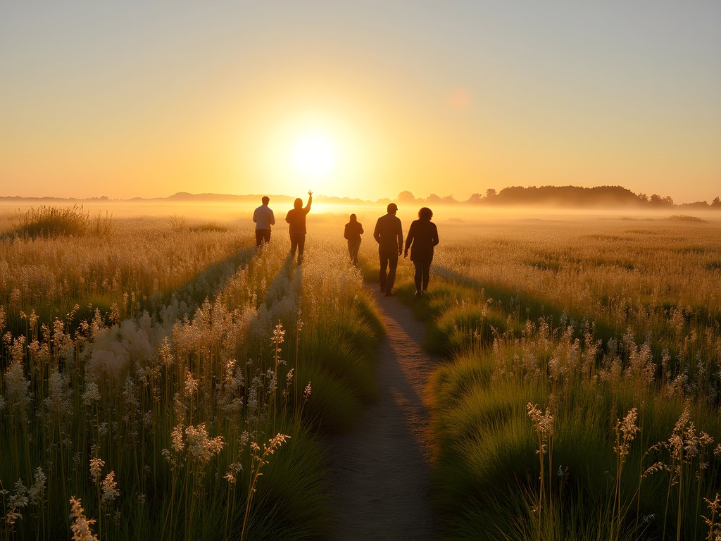 Guided sunrise walk through restored prairie landscape in Wahpeton