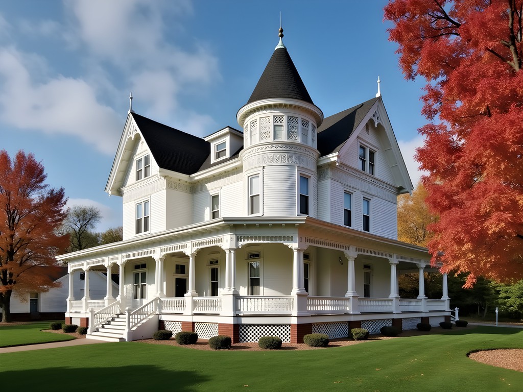 Historic Mellette House Victorian mansion in Watertown with fall colors