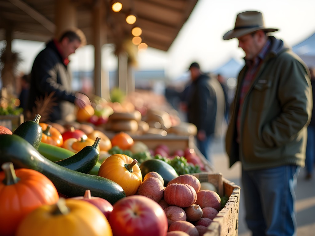 Watertown Farmers Market displaying colorful fall harvest produce and local crafts
