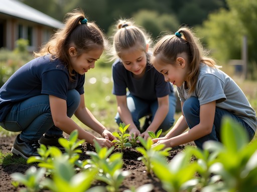 Visitors volunteering at community garden project with Māori cultural elements