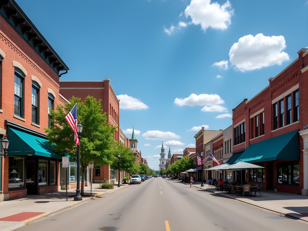 Downtown Williston street with mix of historic buildings and modern development showing city's transformation