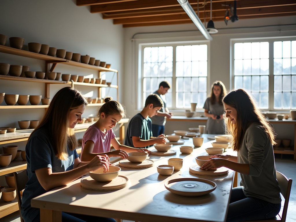 Family pottery workshop at Sawtooth School for Visual Art