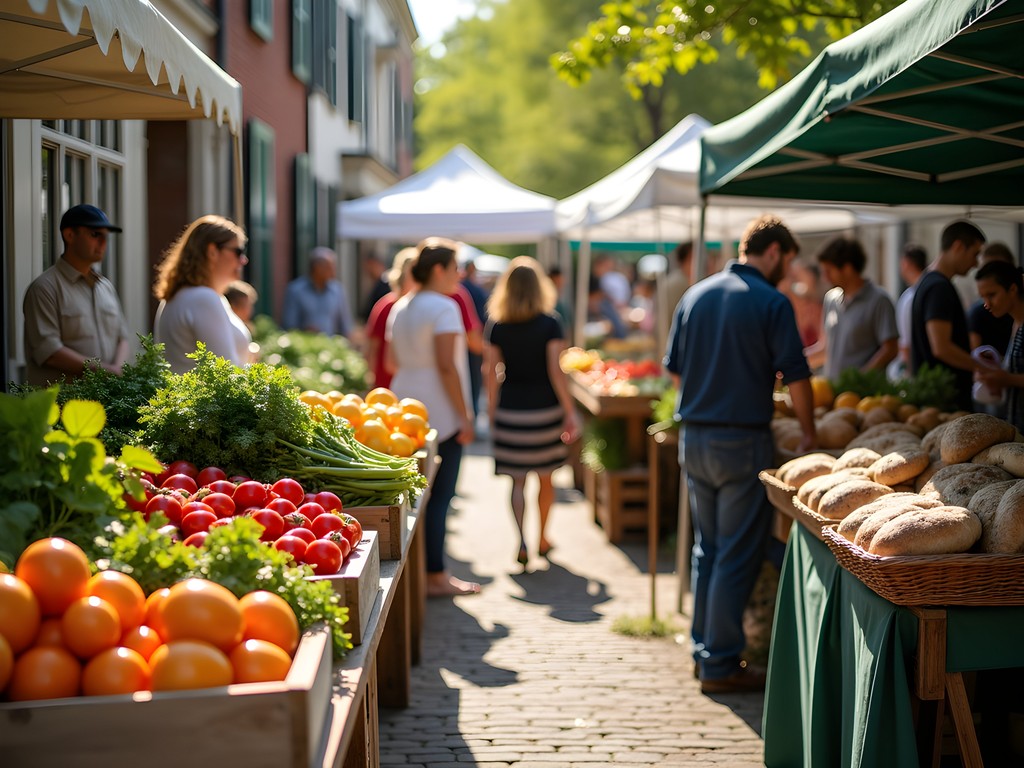 Family exploring Cobblestone Farmers Market in Winston-Salem