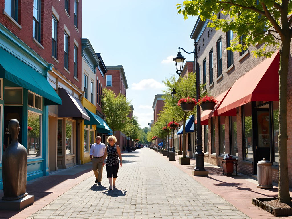Colorful storefronts and art galleries along Trade Street in Winston-Salem's Arts District