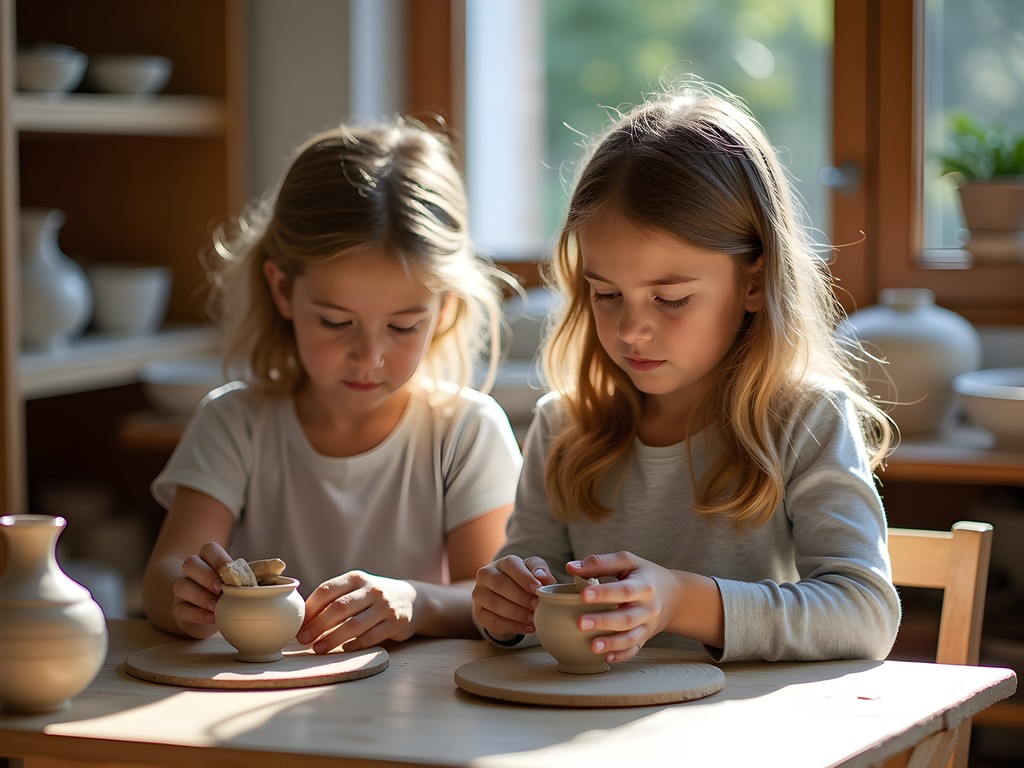 Children participating in a traditional Greek pottery workshop in Athens