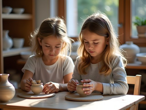 Children participating in a traditional Greek pottery workshop in Athens