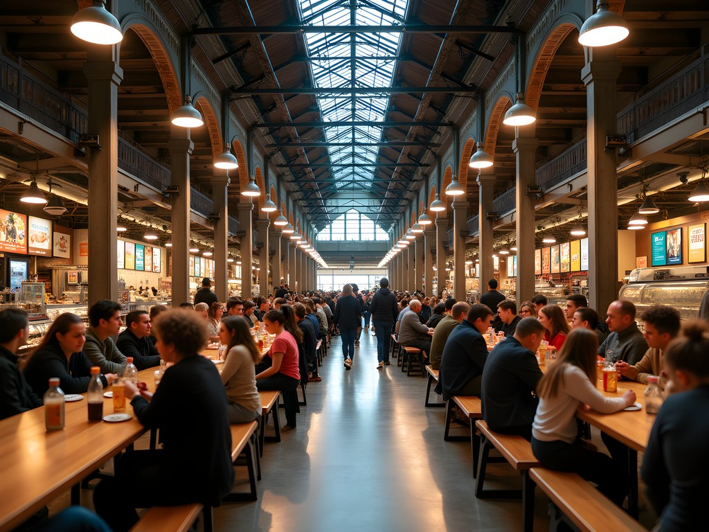 Family enjoying diverse foods at Ponce City Market food hall in Atlanta