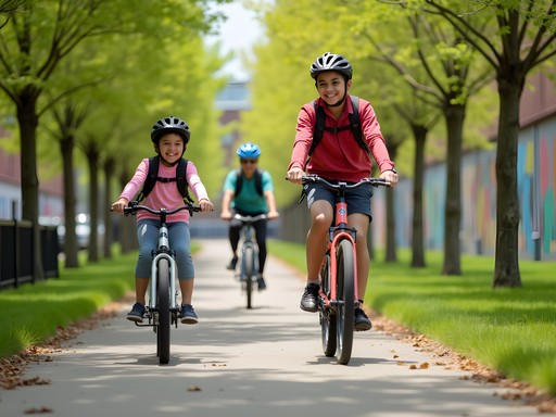 Family biking along the colorful street art of Atlanta's BeltLine Eastside Trail