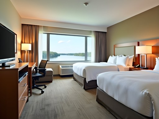 Family room with river view at Hilton Garden Inn Auburn Riverwatch