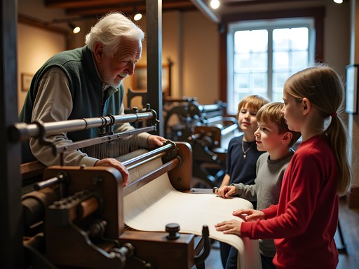 Hands-on textile loom demonstration at Museum L-A in Auburn, Maine