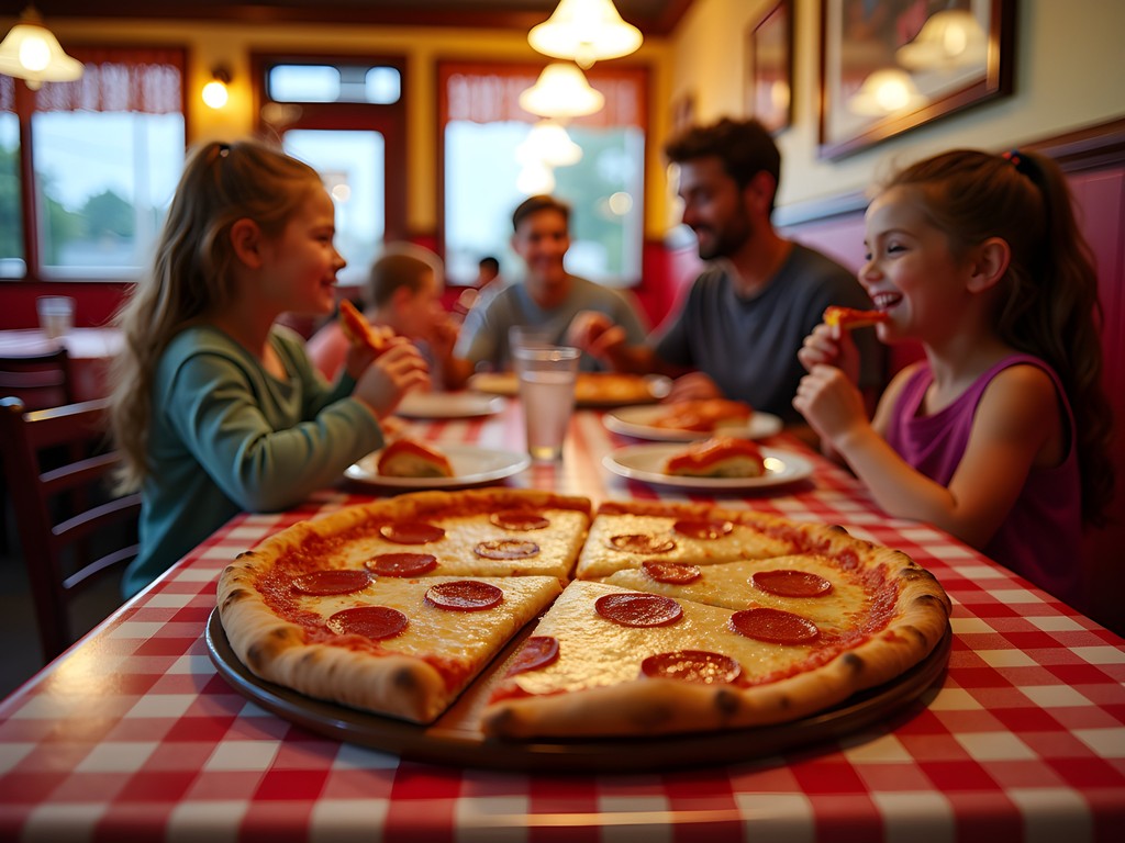 Family enjoying pizza at Garibaldi's Pizza in Bartlett Tennessee
