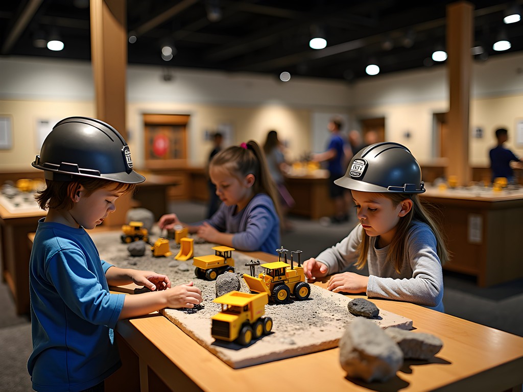 Children engaging with interactive mining exhibits at Beckley Youth Museum
