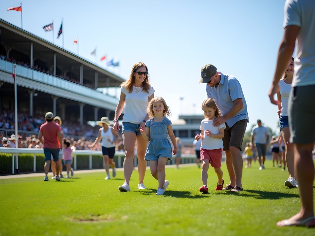 Families enjoying a race day at Eagle Farm Racecourse in Brisbane