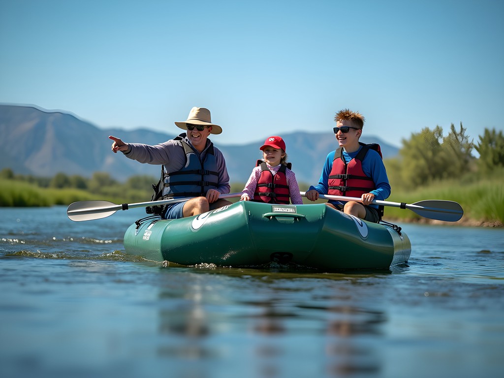 Family enjoying guided float trip on North Platte River in Casper Wyoming