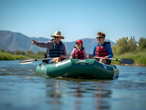 Family enjoying guided float trip on North Platte River in Casper Wyoming