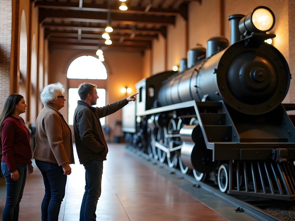 Three generations of family exploring historic trains at Cheyenne Depot Museum
