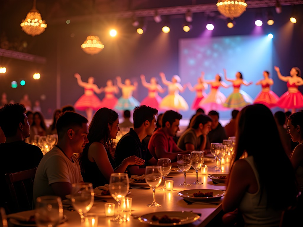 Evening entertainment at a Brazilian churrascaria with traditional dance performance