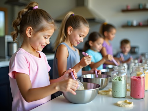 Children making homemade ice cream at Sweet Cream Company workshop in Columbia
