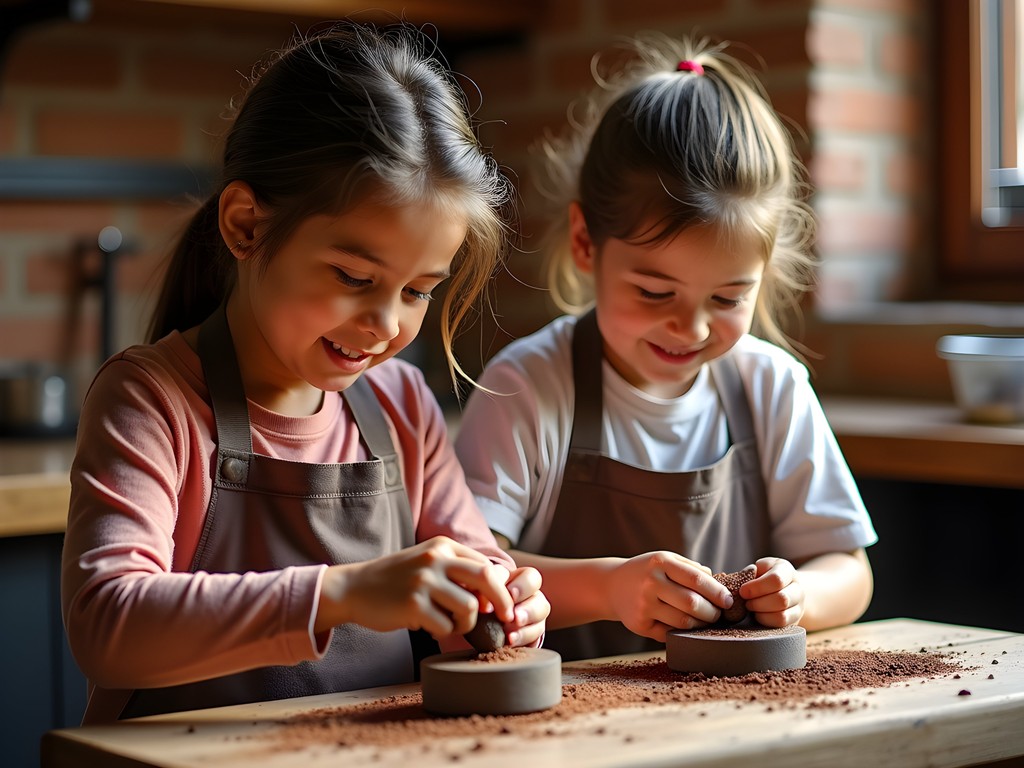 Children participating in chocolate making workshop at Choco Museo in Cusco, Peru